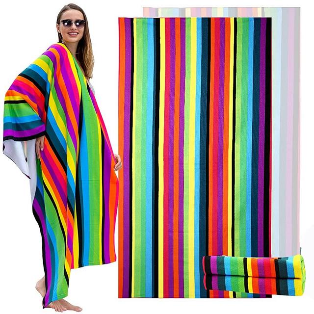 Cottdy Oversized Microfiber Beach Towel Extra Large Microfiber Super Absorbent Quick Dry Sand Free Pool Towels for Kids Adults Womens Swimming Bath Gym Outdoors Towel 39 x 70inch (Rainbow, 39×70")