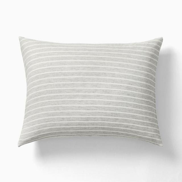 European Flax Linen King Sham, Charcoal Multistripe
