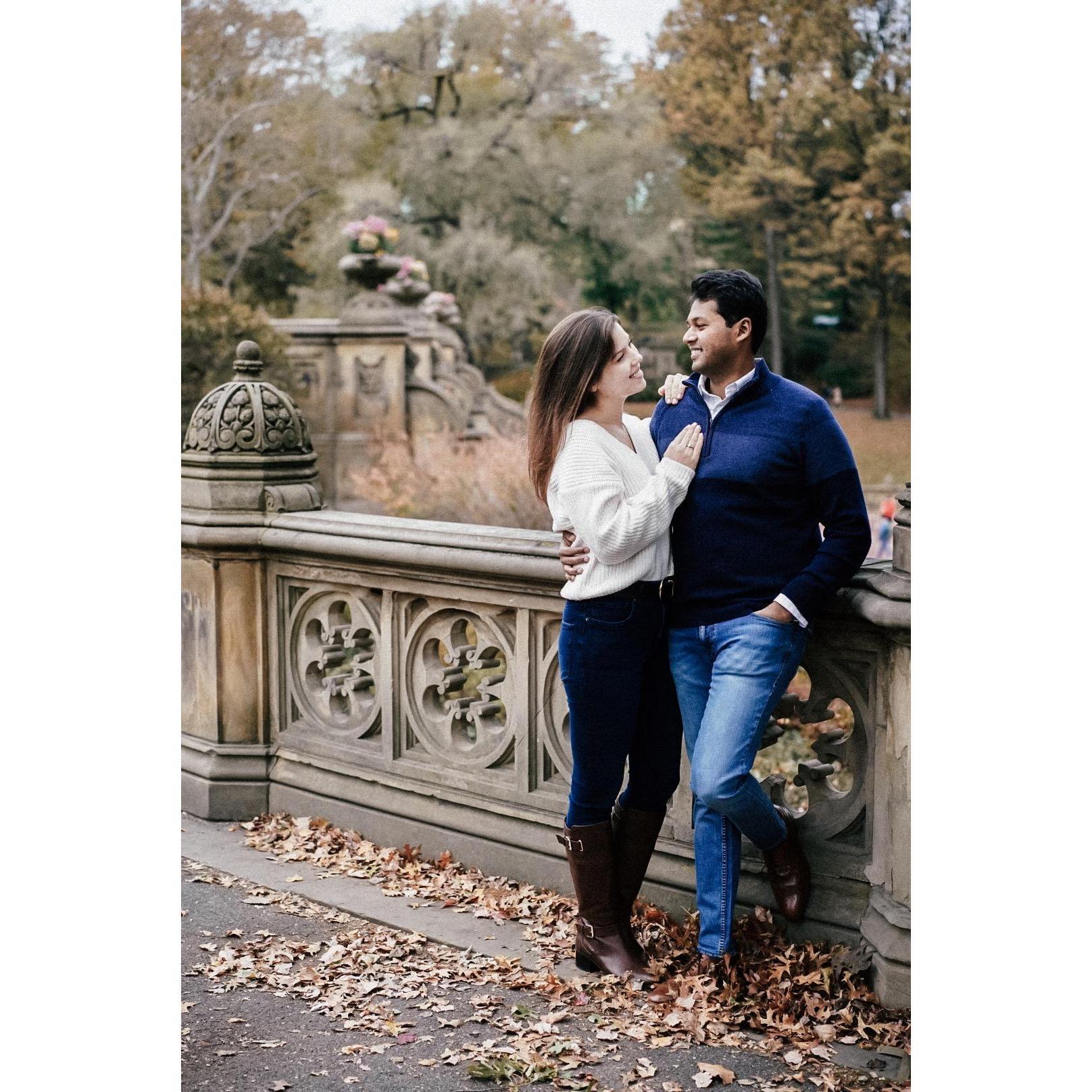 Engagement photo in Central Park, November 2019