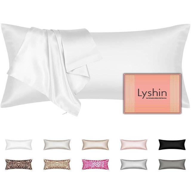 Silk Body Pillow Cover with Zipper, Mulberry Silk Pillow Cases Body Size Ultra Smooth and Soft Breathable Cooling Silk Satin Body Pillowcase for Hair and Skin (20x54 Inches, 1 Pack)