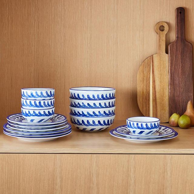 Hand Painted Stoneware Dinnerware, Set of 16, BOM