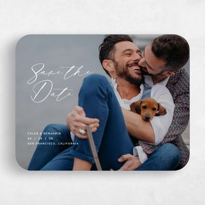 White Rounded Wedding Save the Date - Halbert Photo