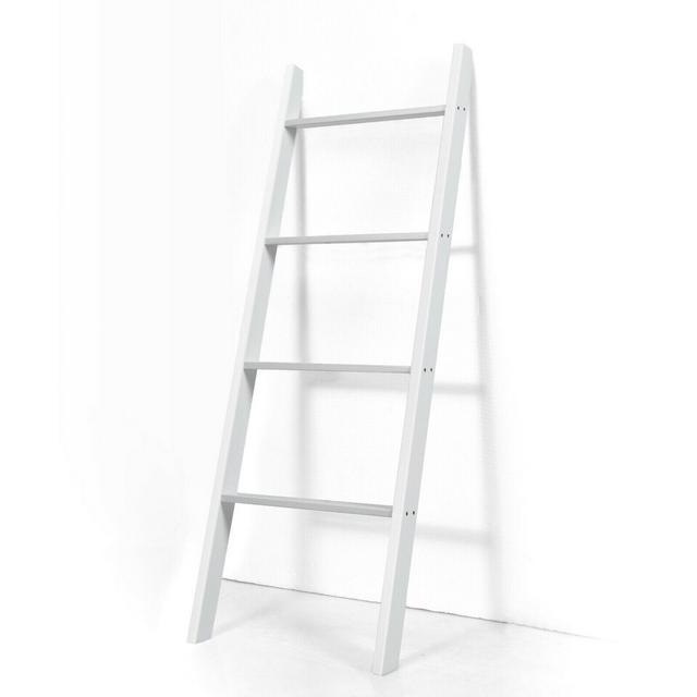 Costway Wall Leaning Blanket Ladder Wood Decorative Quilt Blankets Holder Rack White