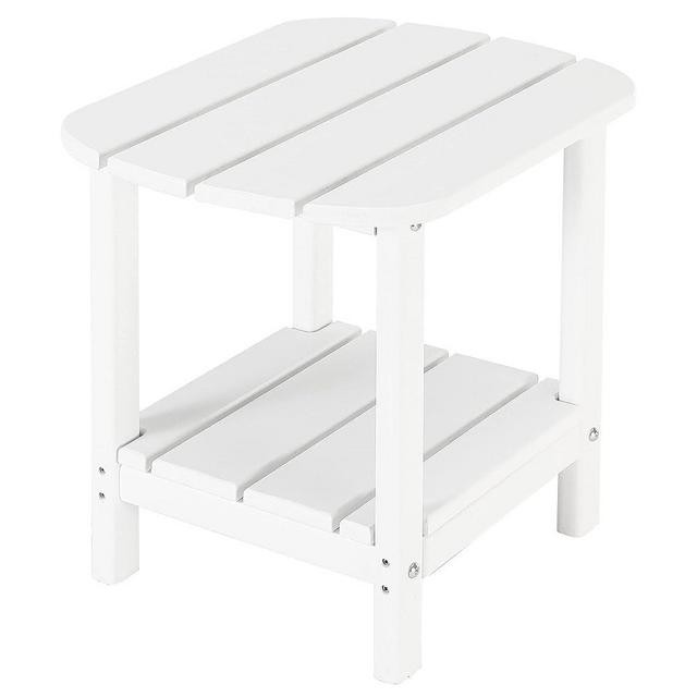 LZRS Double Adirondack Side Table, Outdoor Side Tables, End Tables for Patio, Backyard,Pool, Indoor Companion, Easy Maintenance & Weather Resistant(White)
