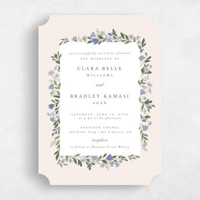 Blue Ticket Wedding Invitation - Florentina Portrait