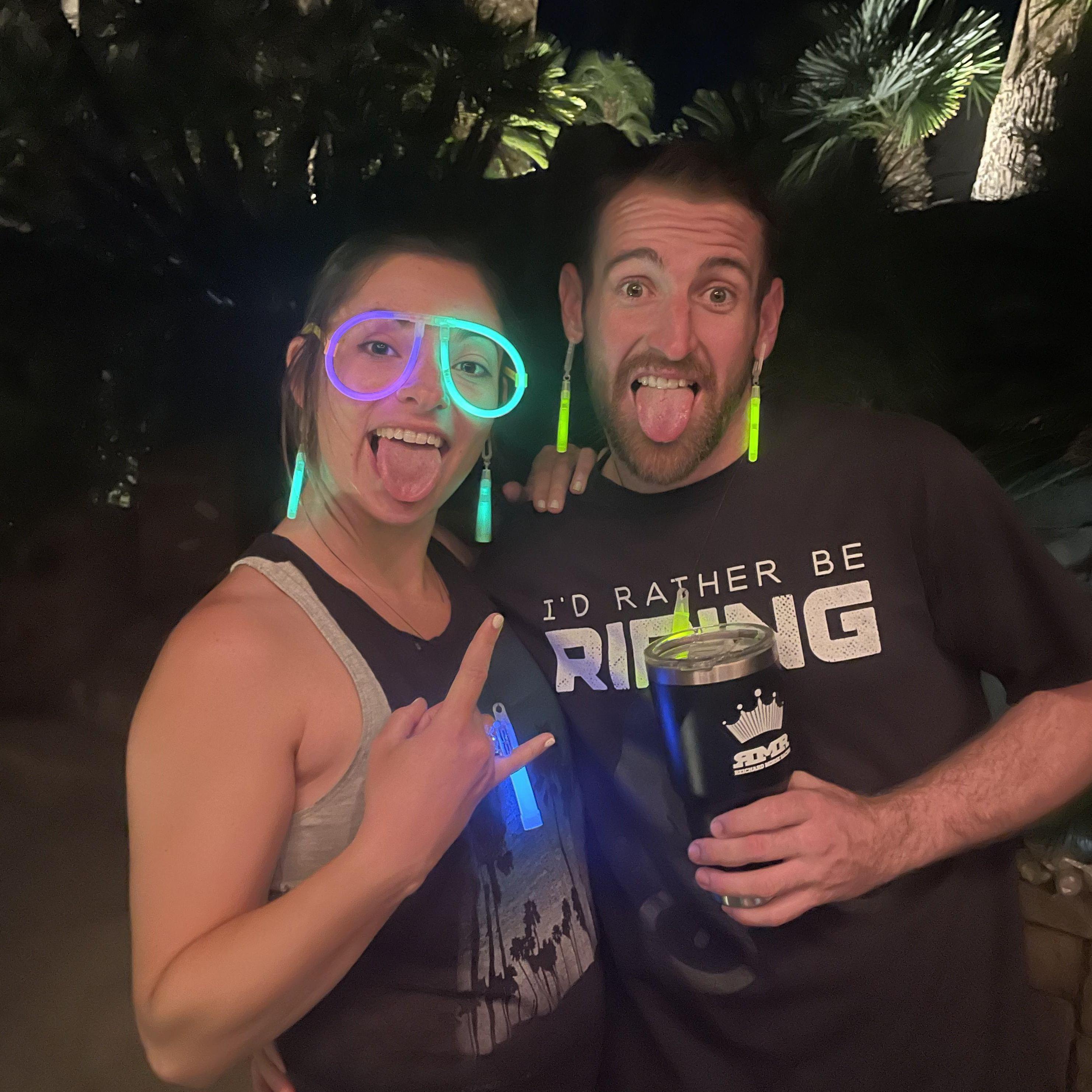 Glow stick party at the river
