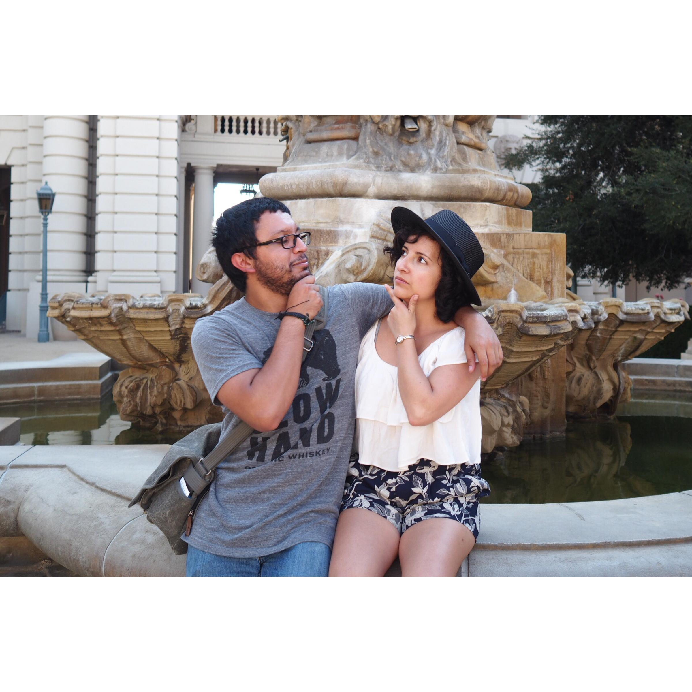 Contemplating the perfect California weather at Pasadena city hall...