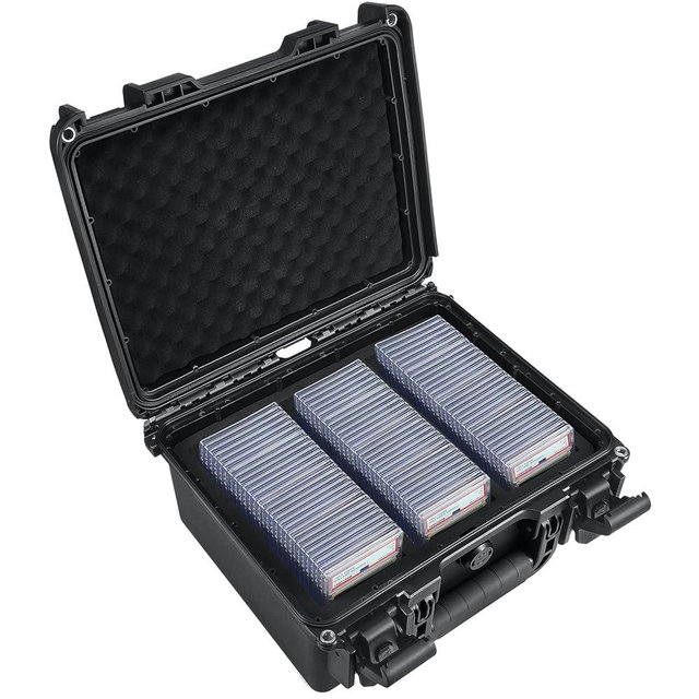 Migitec Waterproof Graded Card Storage Box Compatible with 102 Slabs, Sports Trading Card Case Fits PSA, CSG, BGS, CGC, SGC, Magnetic Cards Holder and Top Loaders