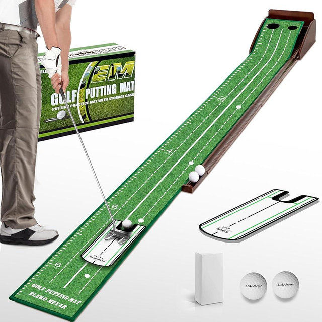 Indoor Putting Green Matt - Portable Golf Practice Mat with Ball, Easy to Clean. Great Gift