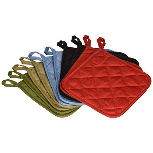 American Linen (Ten) 10 Pack Pot Holders 6.5 Square Solid Color Everday Quality Kitchen Cooking Chef Linens (Multi Color)