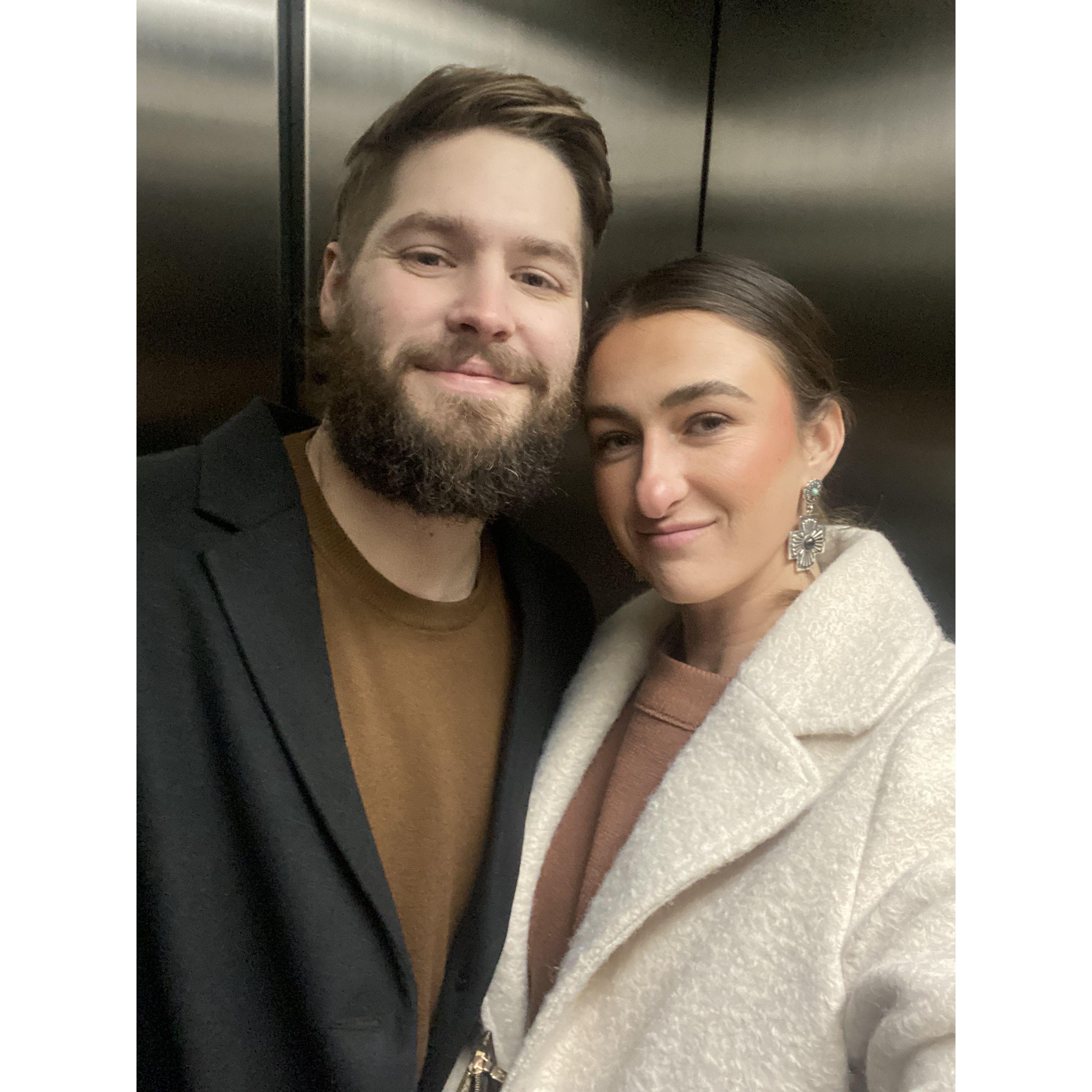 Dinner date! Rarely are we dressed up like this...!