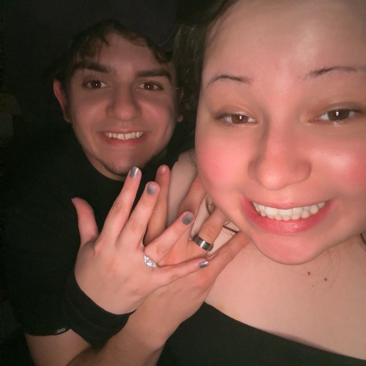 Our engagement announcement! He got a ring too, of course!