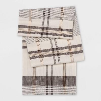 72"x14" Plaid Table Runner Gray - Threshold™