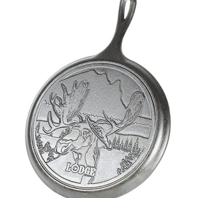 Lodge Wildlife Series-10.5" Cast Iron Griddle with Moose Scene, 10.5", Black
