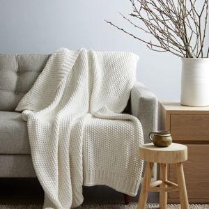 Cotton Fisherman Throw in Ivory