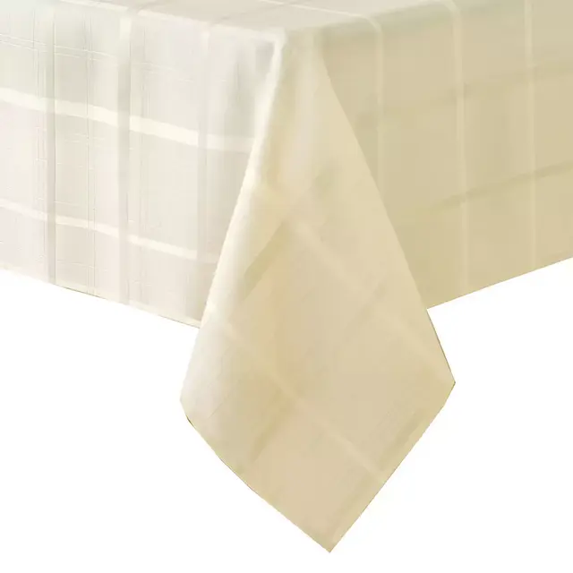 Plaid Jacquard 60-Inch x 84-Inch Oval Tablecloth in White