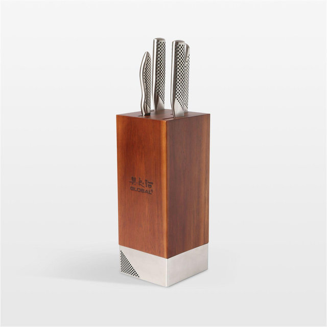 Global ® Toshi 5-Piece Acacia Knife Block Set