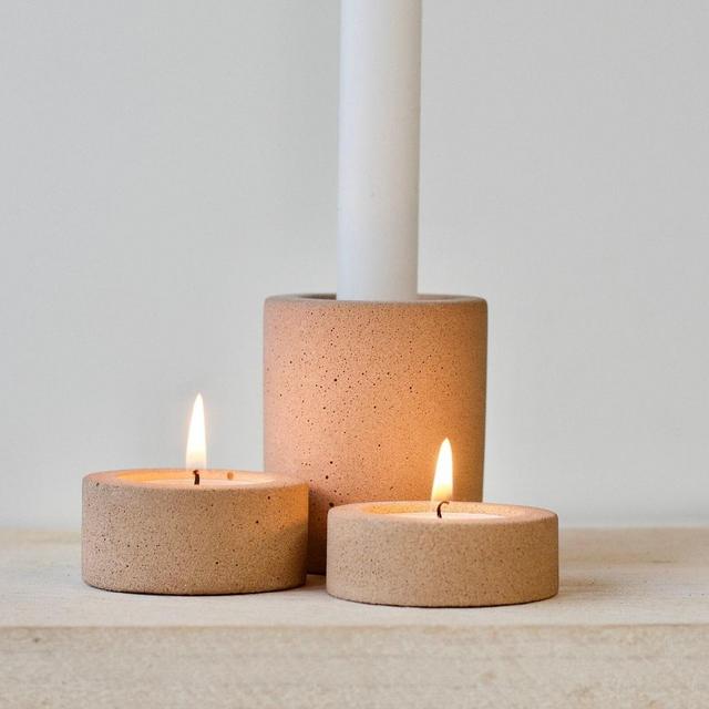 Candle holder set of 3 concrete