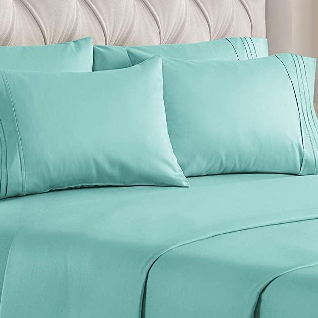 Queen Size Sheet Set - 6 Piece Set - Hotel Luxury Bed Sheets - Extra Soft - Deep Pockets - Easy Fit - Breathable & Cooling Sheets - Wrinkle Free - Comfy - Spa Blue Sheets - Queens Sheets - 6 PC