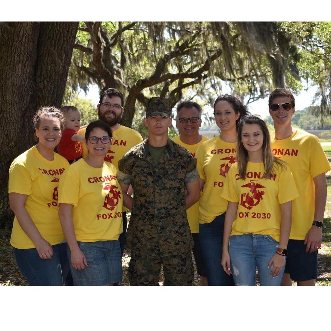 Maggie Dowling made us some amazing T-shirts to show Mike some support when we picked him up from boot camp!