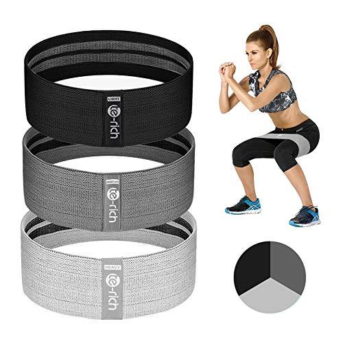 Te-Rich Resistance Bands for Legs and Butt, Fabric Workout Bands, Women/Men Stretch Exercise Loops, Thick Wide Non-Slip Gym Bootie Band 3 Set for Squat Glute Hip Training