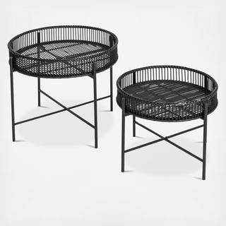 Bamboo 2-Piece Tray Table Set with Stand