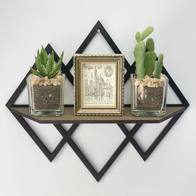 Geometric Diamonds Mini Decorative Wall Shelf