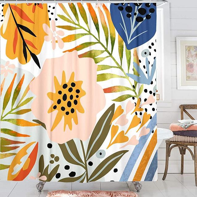 Zussun Graphic Shower Curtain Set Bathroom Fabric Fall Art Shower Curtains Waterproof Home Decor Bathroom Accessory Sets with 72inx72in Standard Size