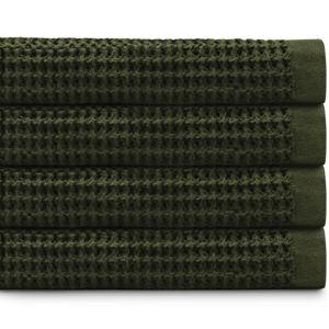 Supima® Waffle Bath Towel - Set of 4 - Forest Green
