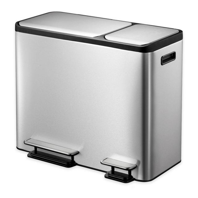 Eko® Eco-Casa Stainless Steel 45-Liter Step Trash and Recycle Can