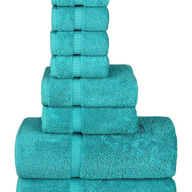 Chakir Turkish Linens Hotel & Spa Quality, Highly Absorbent Towel Set (Set of 8, Aqua)