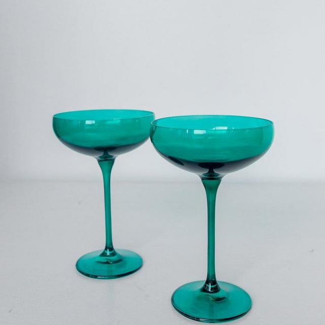 Estelle Colored Champagne Coupe Stemware - Set of 2 {Emerald Green}
