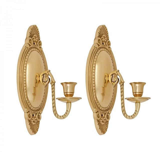 Solid Brass Wall Sconce Candle Holder 9 1/8 Inches H Victorian Vintage Style Decorative Candlestick Holders With Mounting Hardware Antique Wall Mounted Art | Renovators Supply Manufacturing Pack Of 2