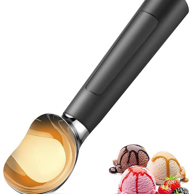 Circuiliving Heated Ice Cream Scoop, USB Rechargeable Electric Scooper with LED Display, Heats to 158°F for Hard Ice Cream, Easy for Seniors & Kids, IP67 Waterproof – Black