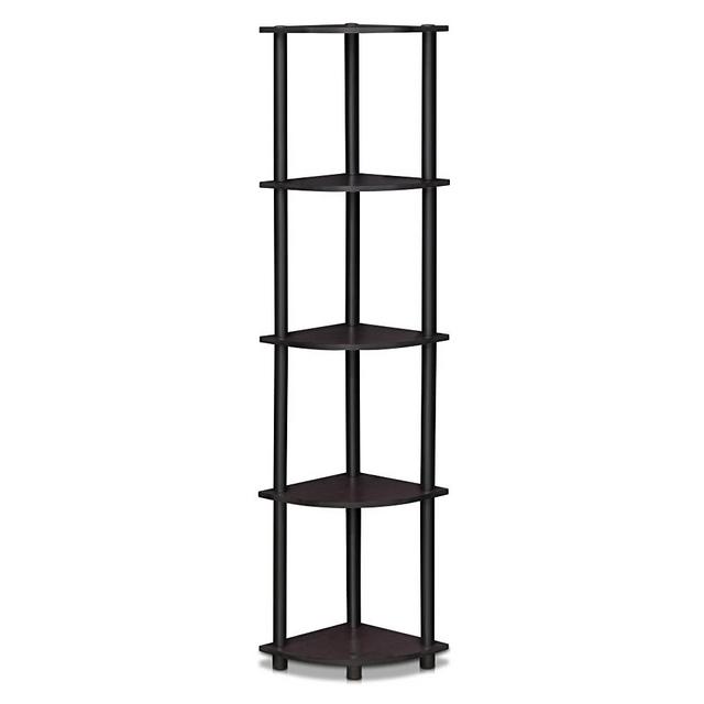 Furinno Turn-N-Tube 5 Tier Corner Display Rack Multipurpose Shelving Unit, Dark Walnut