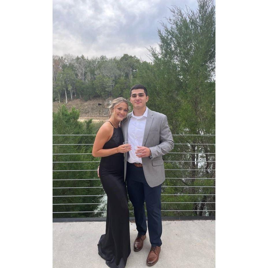 Attending one of our best friends wedding after getting engaged:)