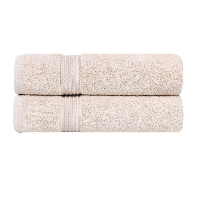 Premium Cotton Absorbent Luxury Weight Absorbent Bath Towel Set of 2, Ivory - Blue Nile Mills