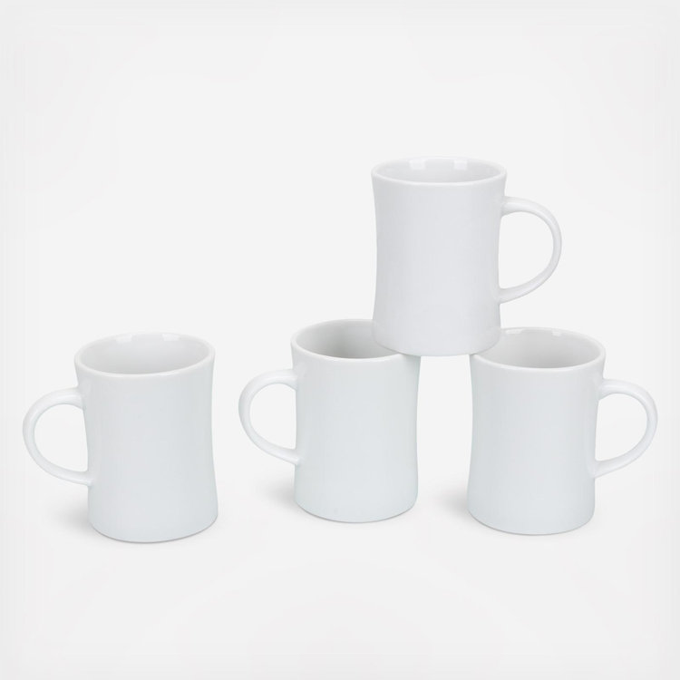 BIA Cordon Bleu Tall Diner Mug, 16 oz, Set of 4, White, Porcelain