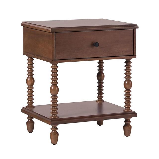 Walker Edison Easy Assembly Wood 1 Drawer Spindle Nightstand - Dark Brown