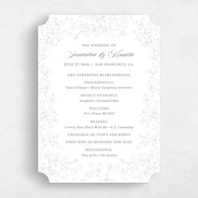Green Ticket Wedding Program - Venado