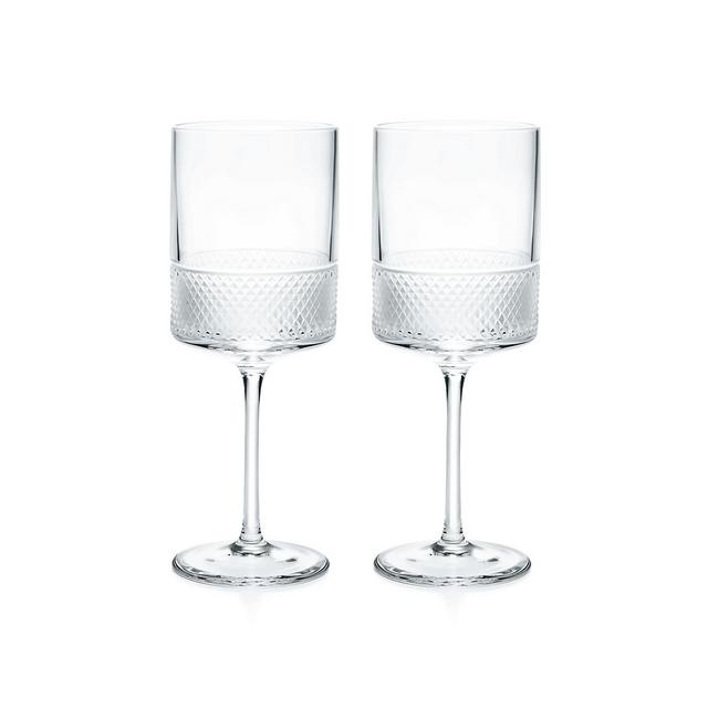 Diamond Point Wine Glasses in Crystal Glass