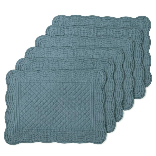 MABOZOO 100% Cotton Quilted Placemats Set of 6,Washable Cloth Table Placemats for Kitchen & Dining Table