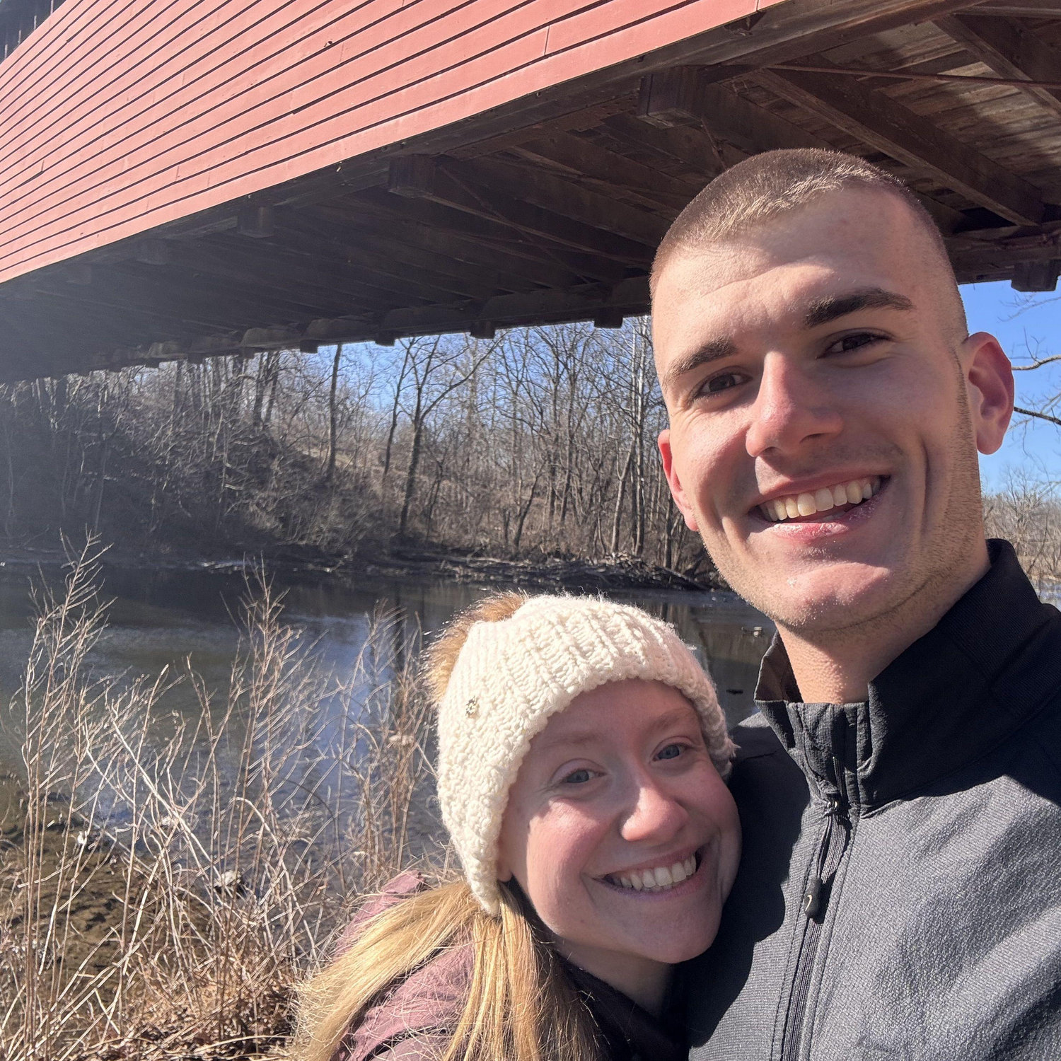 A walk to the "Red Bridge;" and the same bridge we got engaged under