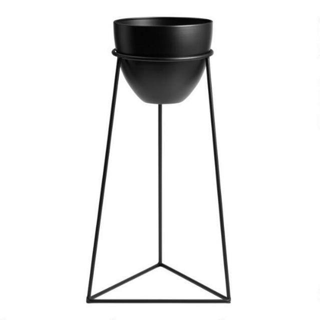 Black Metal Planter with Open Triangular Stand