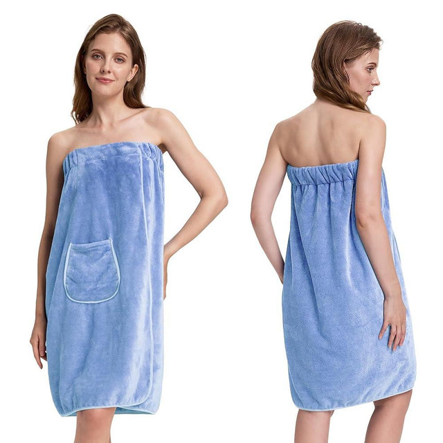 PJGGZ Towel Wrap for Women, Three Adjust Clasps Closure Bath Wraps After Shower Spa Sauna Bathrobe(Available in Plus Size)