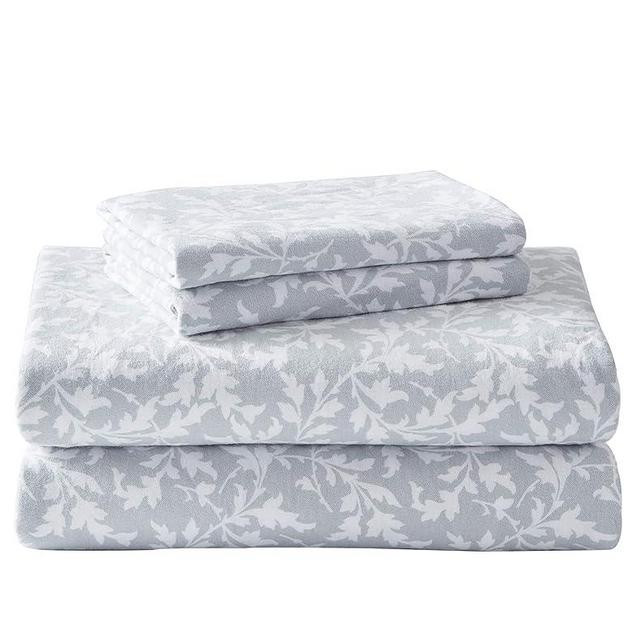 Laura Ashley Home - Queen Sheets, Cotton Flannel Bedding Set, Brushed for Extra Softness & Comfort (Crestwood, Queen)