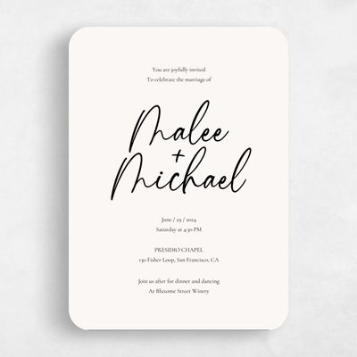 White Rounded Wedding Invitation - Santorini Type