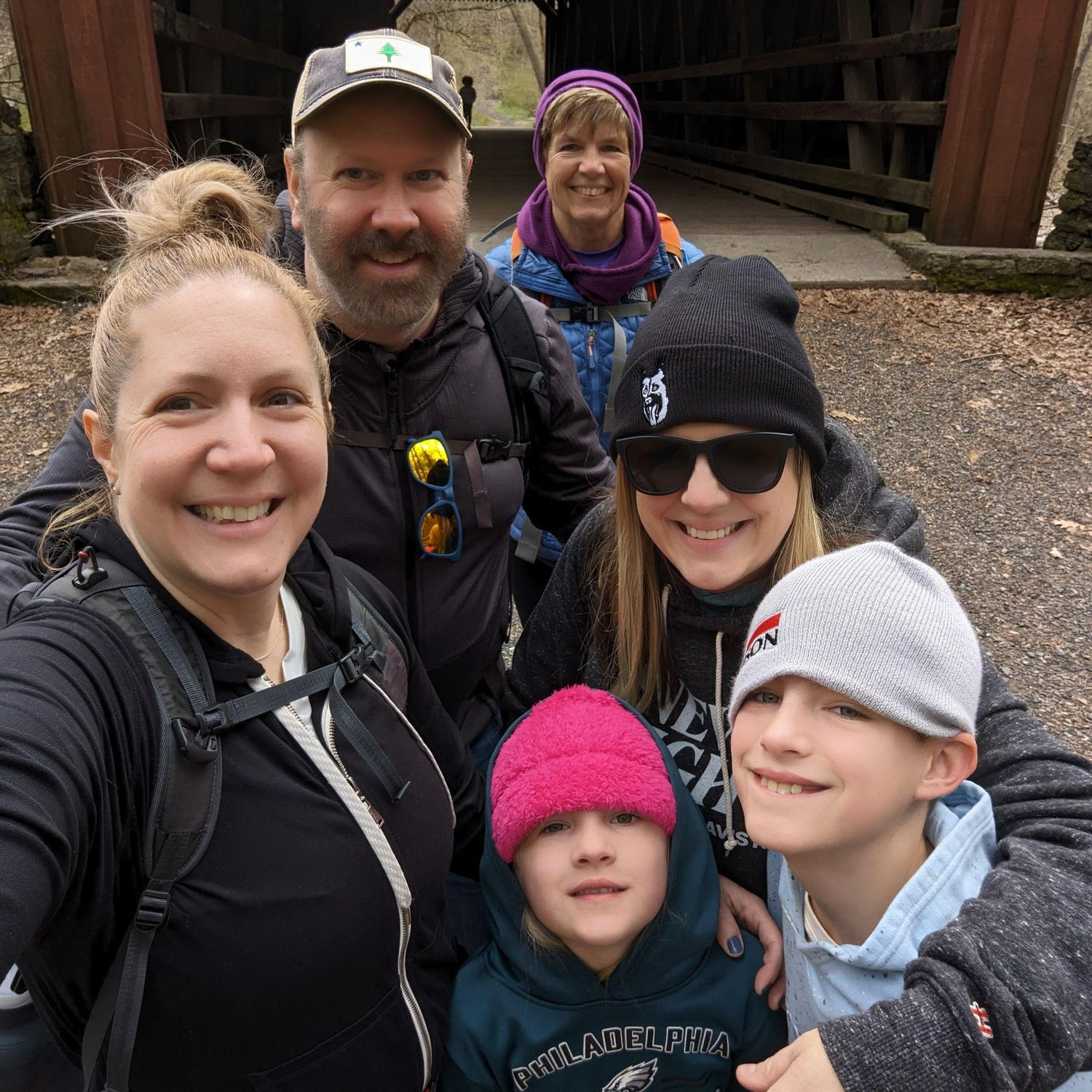 Hiking in Wissahickon Park with Mom, Lindsey, Chase, and Peyton.
