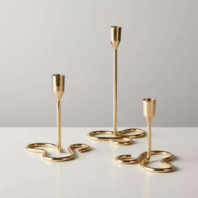 Motion Brass Taper Candle Holders Set of 3