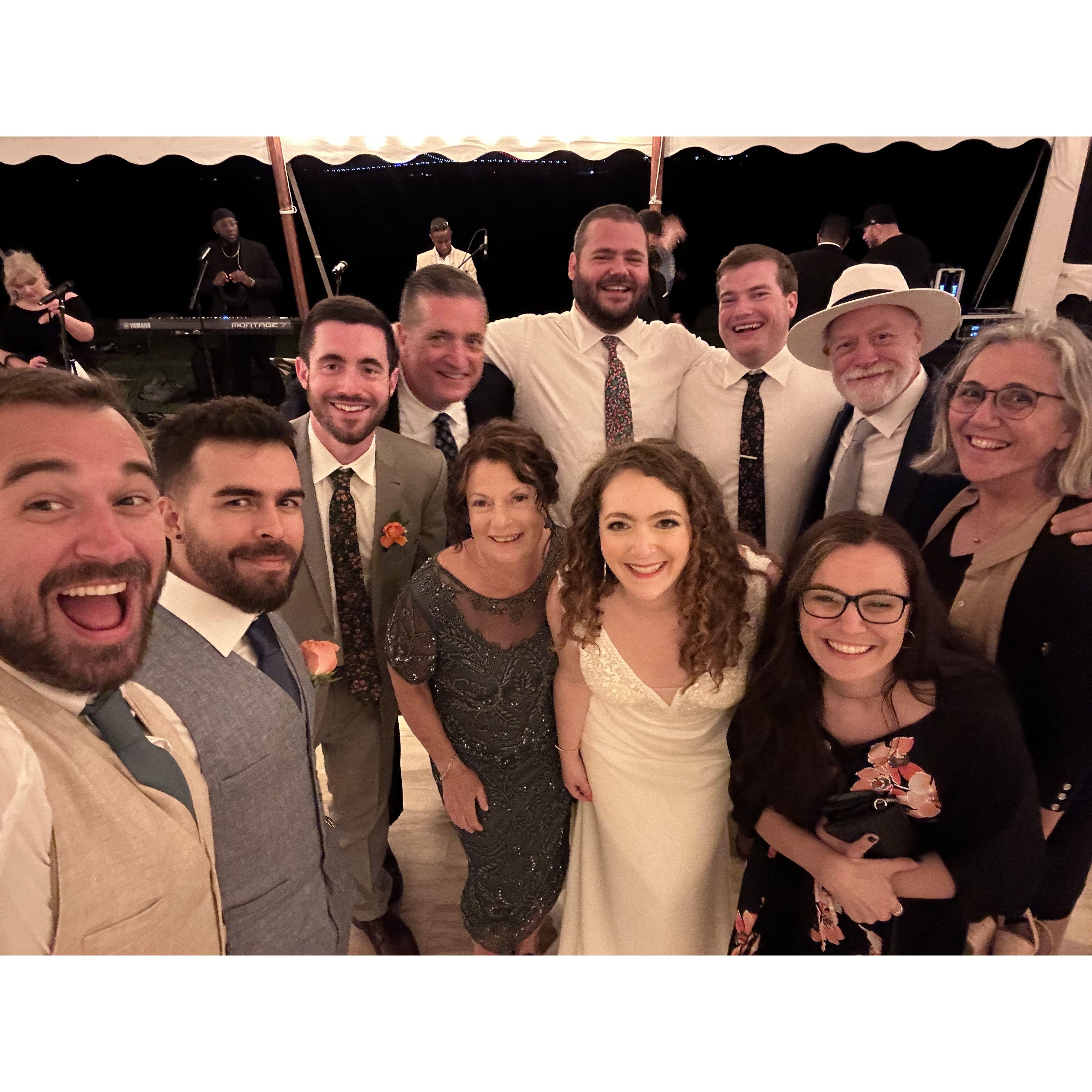 With the whole family at Hunter's wedding